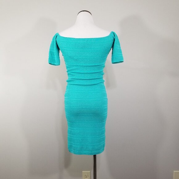 New Torn by Ronny Kobo Barbiecore Knit Mini Dress Off The Shoulder Bodycon XS - Picture 4 of 13